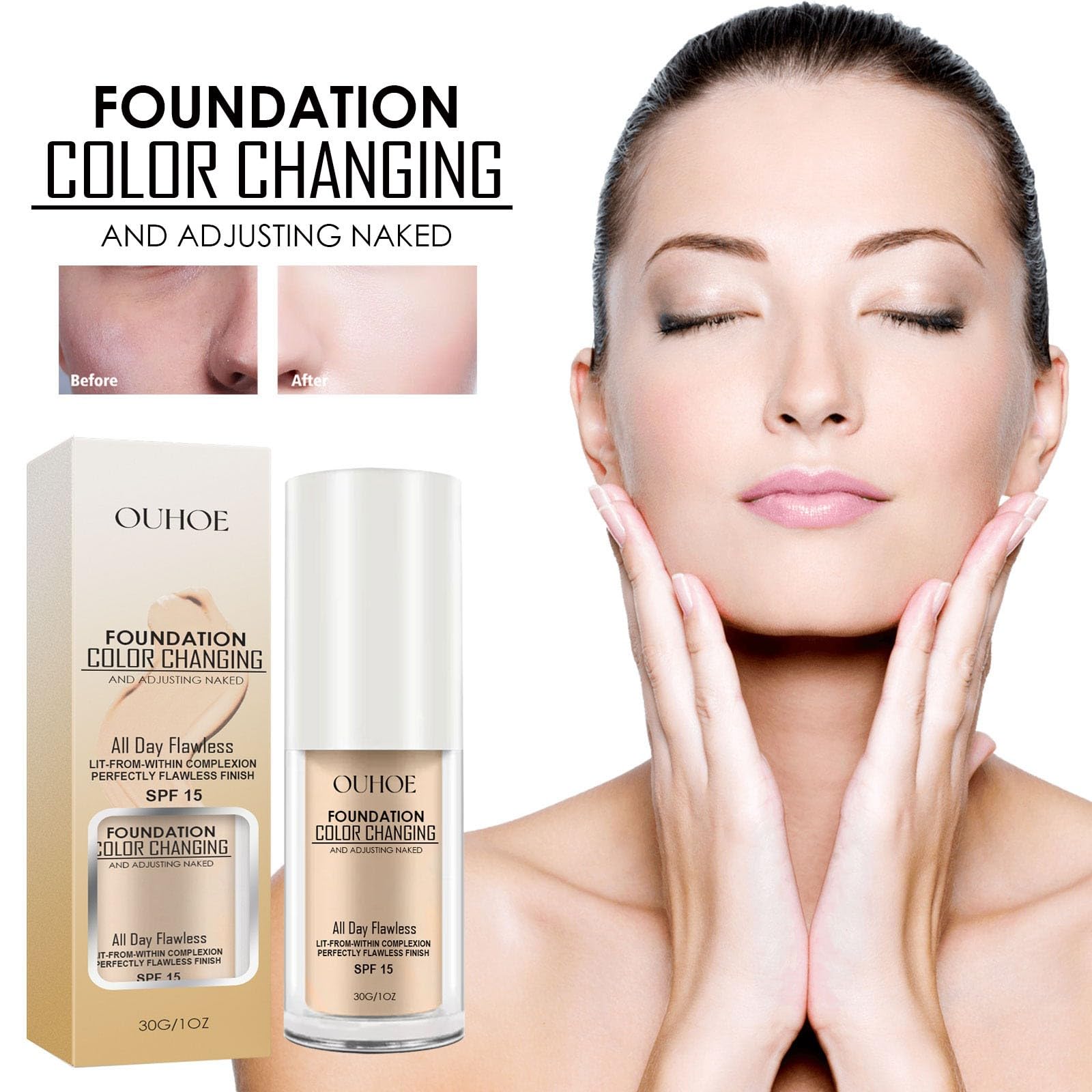 Рідка основа для макіяжу Colour Changing 30 г SPF 15 матова, фото №4