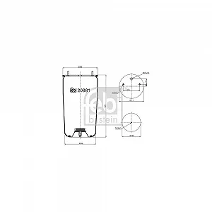 Пневморесора (балон) FEBI BILSTEIN 20881 для SCANIA BPW SCHMITZ CARGOBULL synthetic.ua - Фото 1