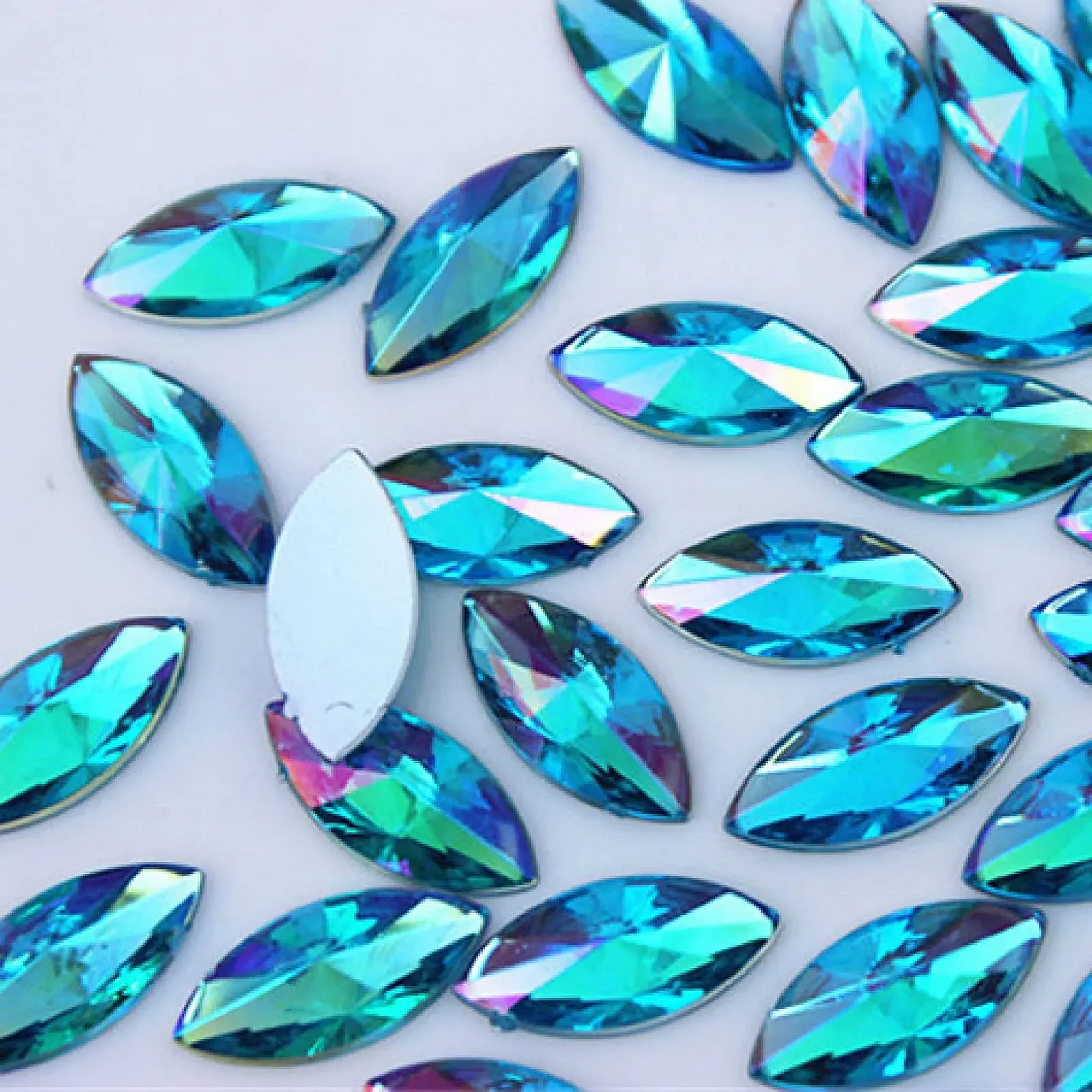 Стрази Кінське Око CHENRANYIN 7 x 14 мм, акрил, без термофіксації, 100 шт., AB, темно-фіолетовий, фото №3