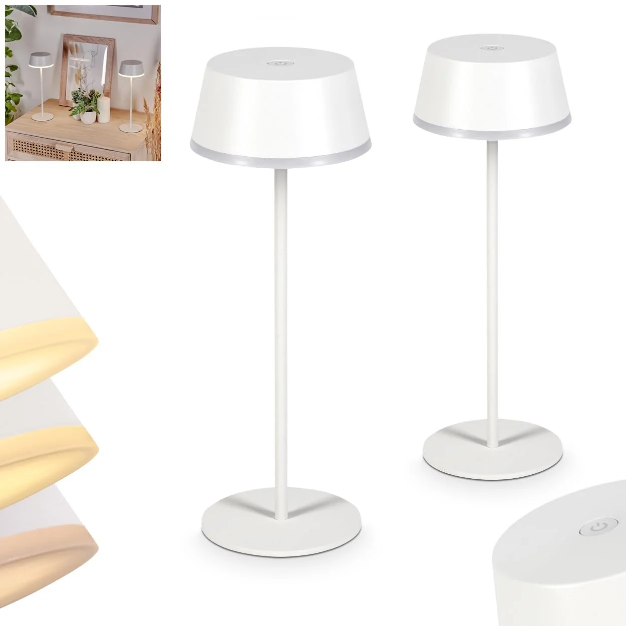 Настільна лампа HOFSTEIN Romdrup LED USB-C IP44 Комплект 2 шт Білий, фото №1