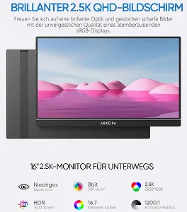 Монитор портативный 16" Arzopa Z1RC 2.5K IPS 60 Гц цена на synthetic.ua - Фото 1 Монитор портативный 16" Arzopa Z1RC 2.5K IPS 60 Гц synthetic.ua - Фото 1