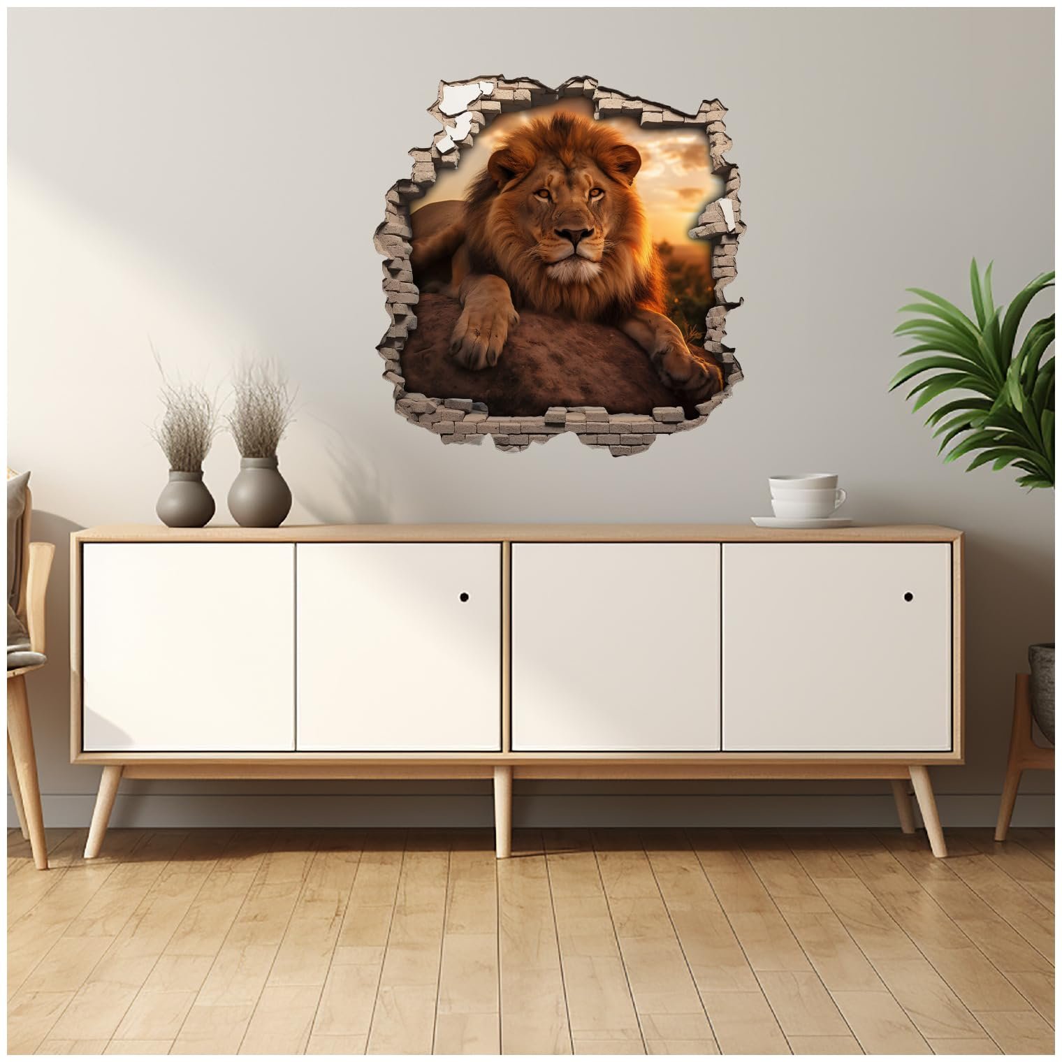 Наклейка на стіну Samunshi Wall Crack with Lion 70 x 70 см, фото №3