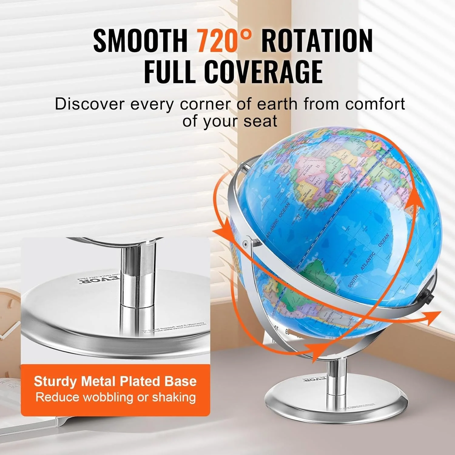 Інтерактивний настільний глобус VEVOR Globe 9''  3D White, фото №4