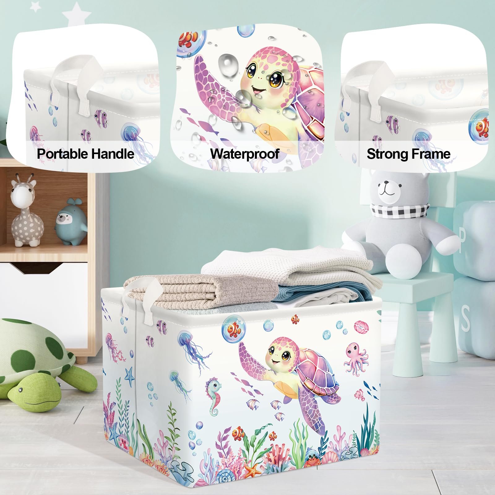 Корзина для игрушек HUUMONSS Детская Морские животные Складная 36 л, фото №4