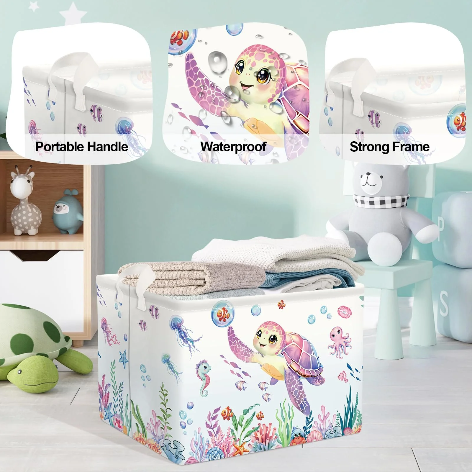 Корзина для игрушек HUUMONSS Детская Морские животные Складная 36 л, фото №4 Корзина для игрушек HUUMONSS Детская Морские животные Складная 36 л, фото №4