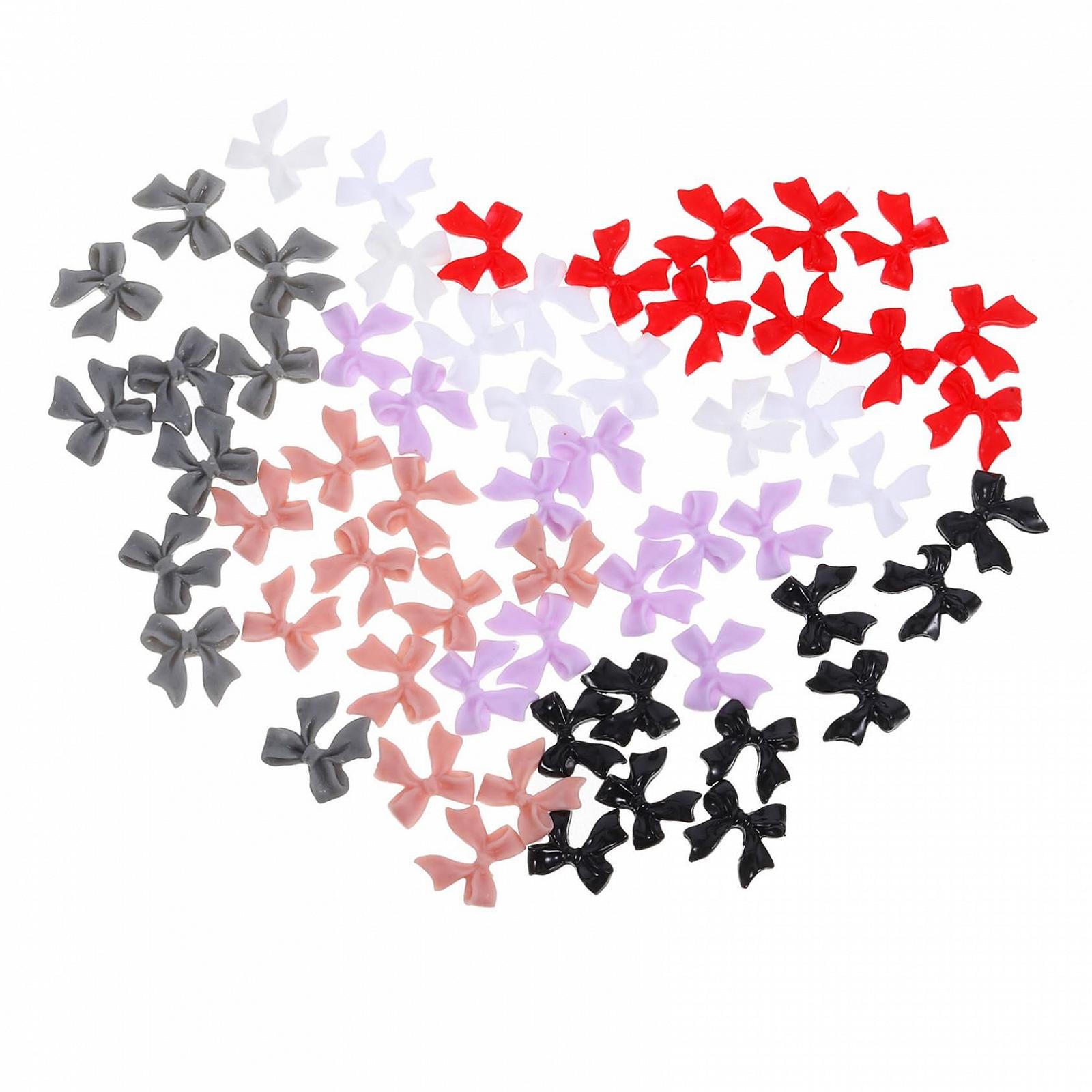 Украшения для ногтей Бантики 60 шт. Разноцветные украшения для ногтей для творческого маникюра и особых случаев, фото №1