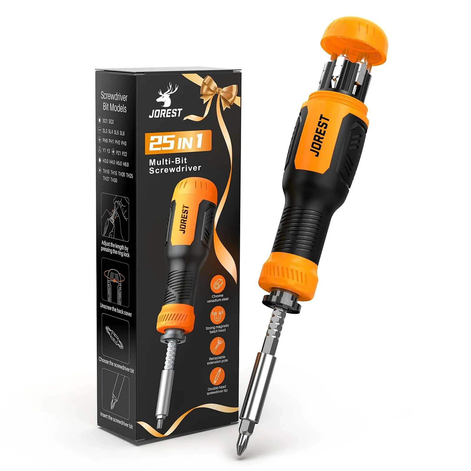 Набір багатобітових викруток Jorest 25 в 1 Магнітна, фото №1