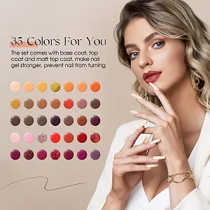 Гель-лак ROSALIND Коричневий Червоний, 35 + 3 Кольори, набір гель-лаків із золотими блискітками synthetic.ua - Фото 1