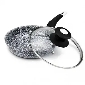 Сковорода с крышкой 18 см светлый гранит UNIQUE UN-5112 Антипригарная Гранитная - Фото 1