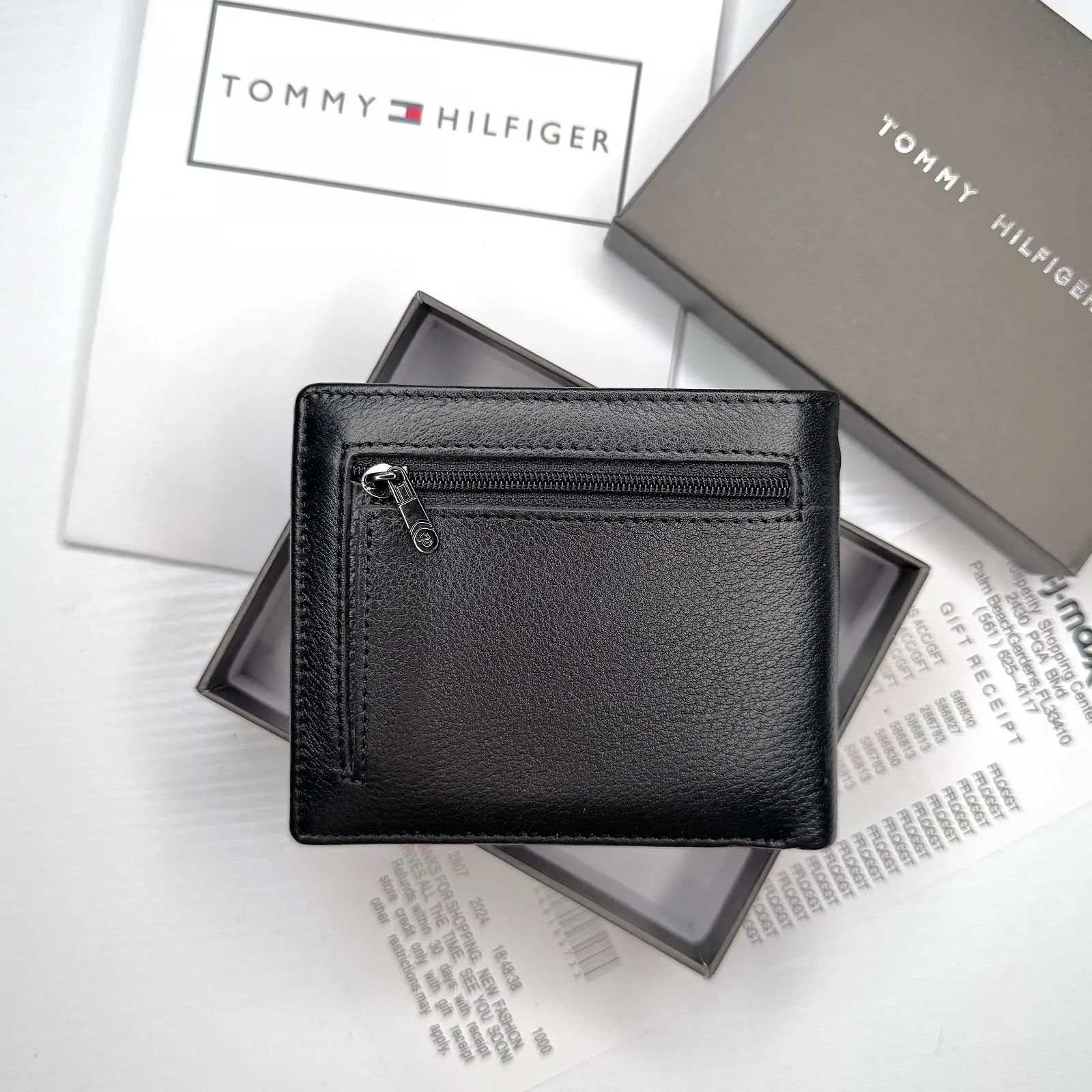 Чоловічий гаманець на магніті шкіряний брендовий Tommy Hilfiger у подарунковій упаковці, фото №2