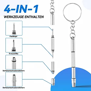 Міні-викрутка прецизійна 4 в 1 брелок-мультитул для окулярів та годинників нержавіюча сталь 2 шт. synthetic.ua - Фото 1