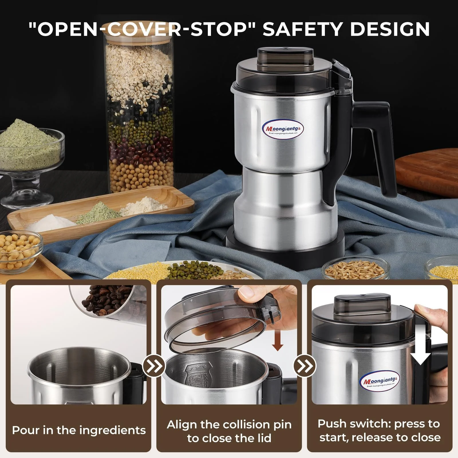 Электрическая мельница Moongiantgo Многофункциональная Ultra Fine Spice Mill & Coffee Grinder, фото №5