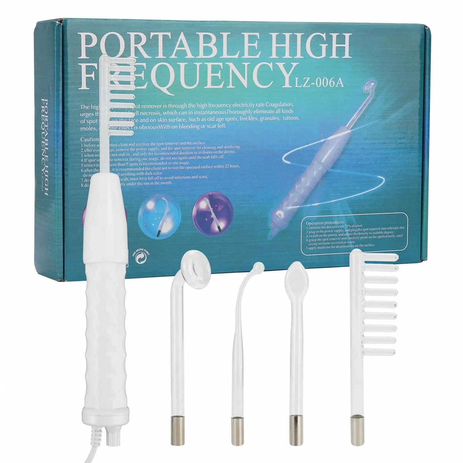 Портативний апарат дарсонваль KingSaid для обличчя та волосся з 4 електродами, фото №1