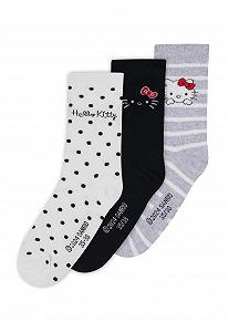 Носки ONOMATO! Hello Kitty Женские 39-42 Мягкие Носки Подарки для Женщин Набор из 3 штук - Фото 1