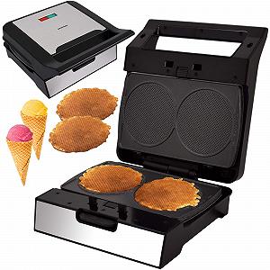 Вафельница Syntrox Germany MM-1400W для рожков мороженого, съемные пластины, черный цвет synthetic.ua - Фото 1