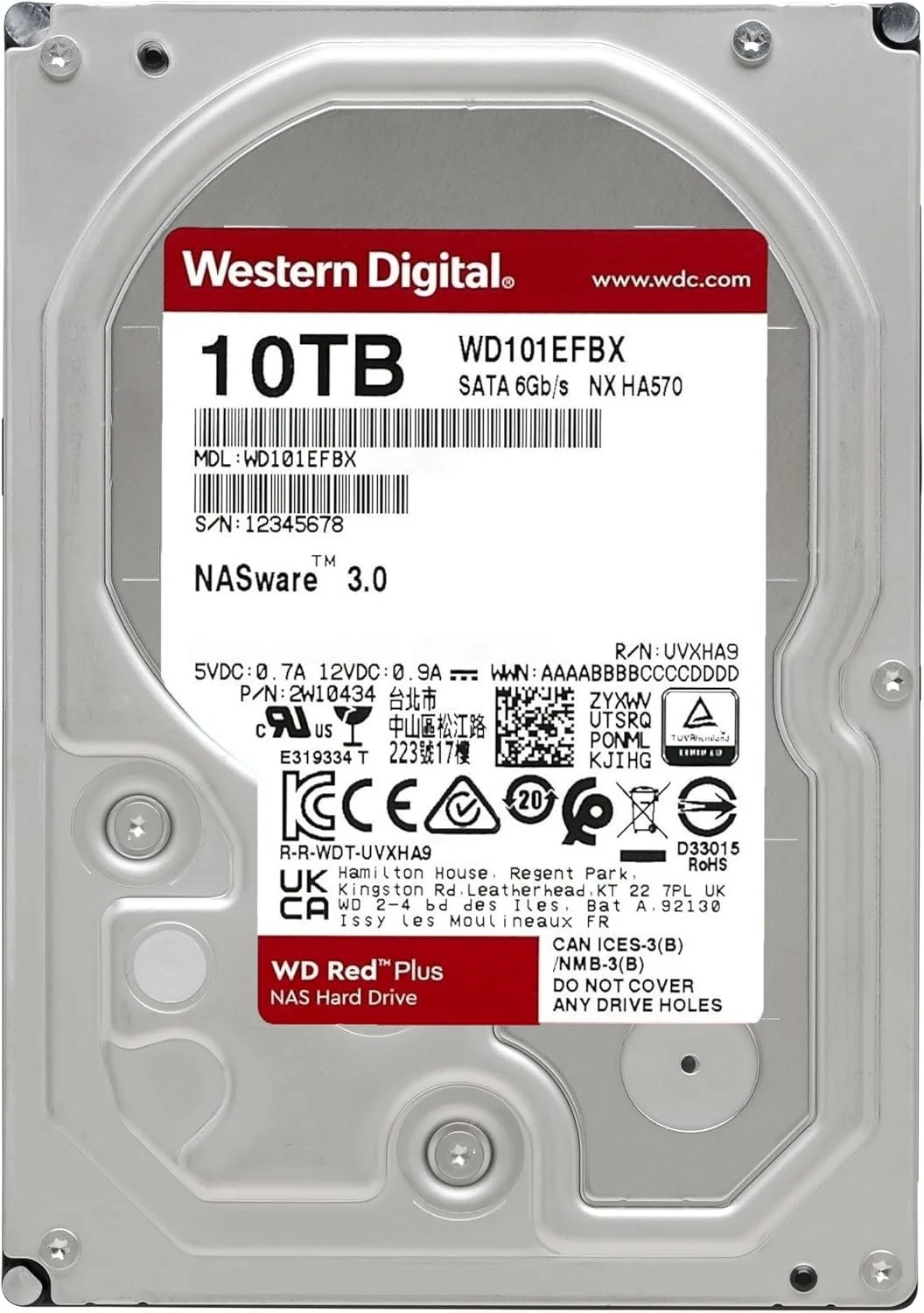 Внутрішній жорсткий диск 3.5" Western Digital Red Plus 10TB 7200 об\хв 215 Мб\с SATA III (WD101EFBX), фото №2