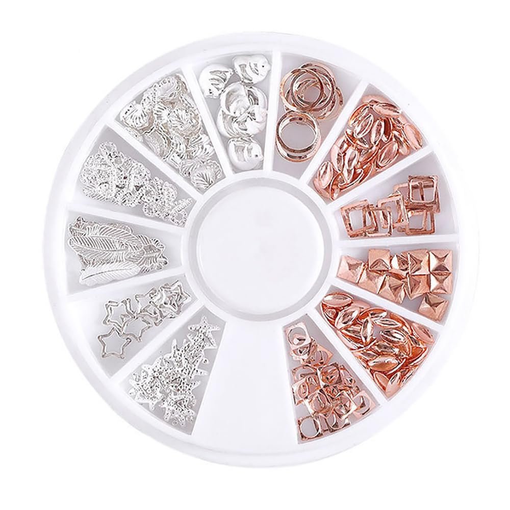 3D Блестки для ногтей, Набор неровных бусин для ногтей, Металлические блестки в форме звезд и лун, Разнообразные формы для украшения ногтей, Подвески для маникюра, для ювелирных аксессуаров для маникюра, Розовый + Серебряный, фото №1