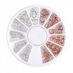 3D Блестки для ногтей, Набор неровных бусин для ногтей, Металлические блестки в форме звезд и лун, Разнообразные формы для украшения ногтей, Подвески для маникюра, для ювелирных аксессуаров для маникюра, Розовый + Серебряный - Фото 1