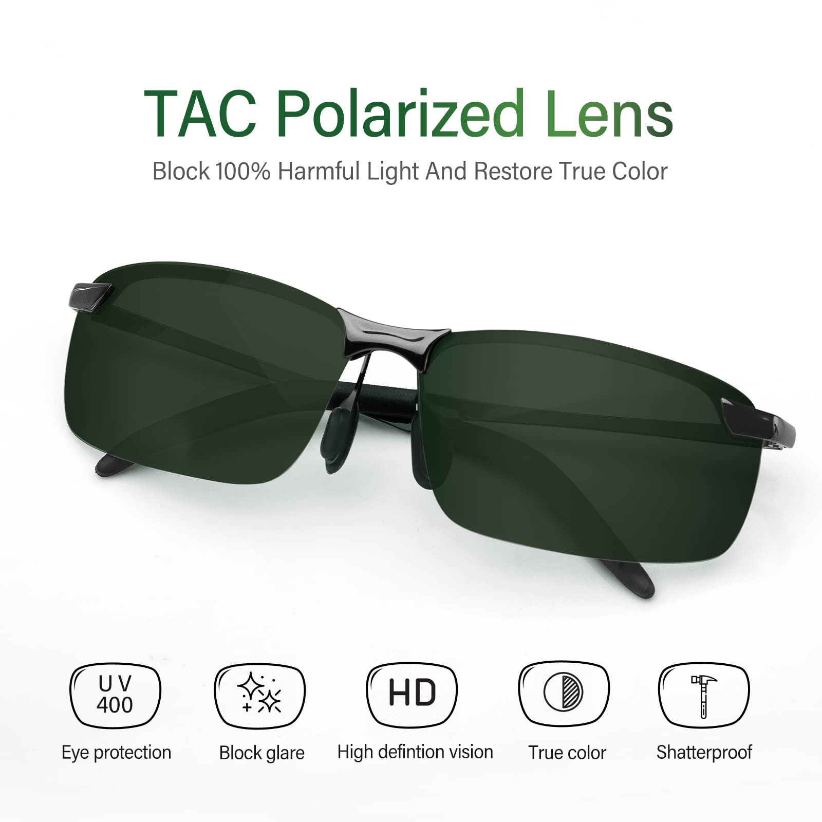 Сонцезахисні окуляри Bloomoak для водіння, поляризовані, унісекс, спортивні, UV400, надлегкі, фото №4