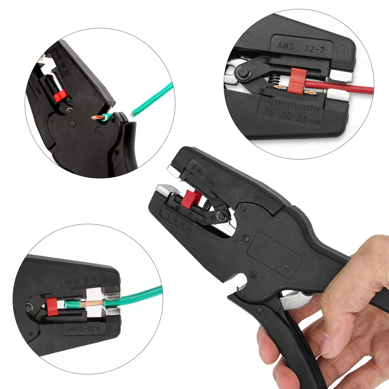 Автоматический многофункциональный стриппер 0.03-10 мм² Черный, фото №5