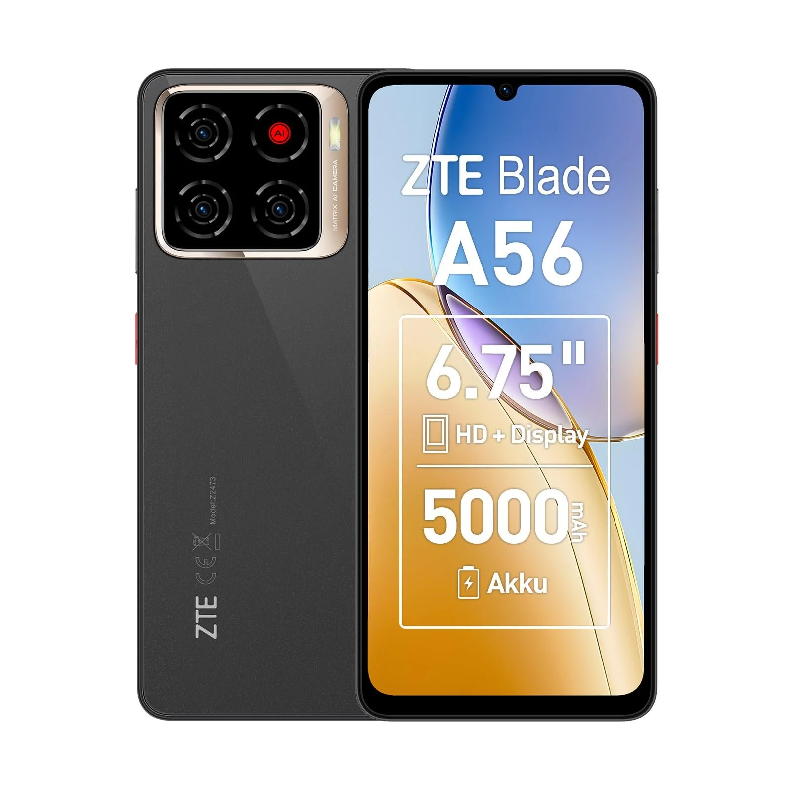 Смартфон ZTE Blade A56 6.75" 4GB 64GB 4G Dual SIM Black (2025), фото №1 Смартфон ZTE Blade A56 6.75" 4GB 64GB 4G Dual SIM Black (2025), фото №1