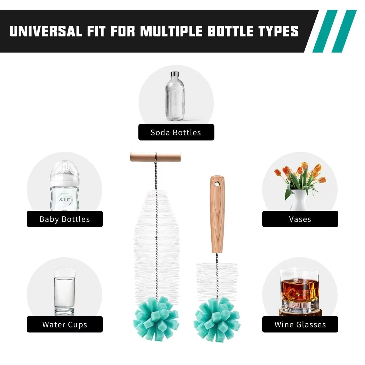Щітка для пляшок Sodastream 30 см та 27 см губчаста 2 шт., фото №7