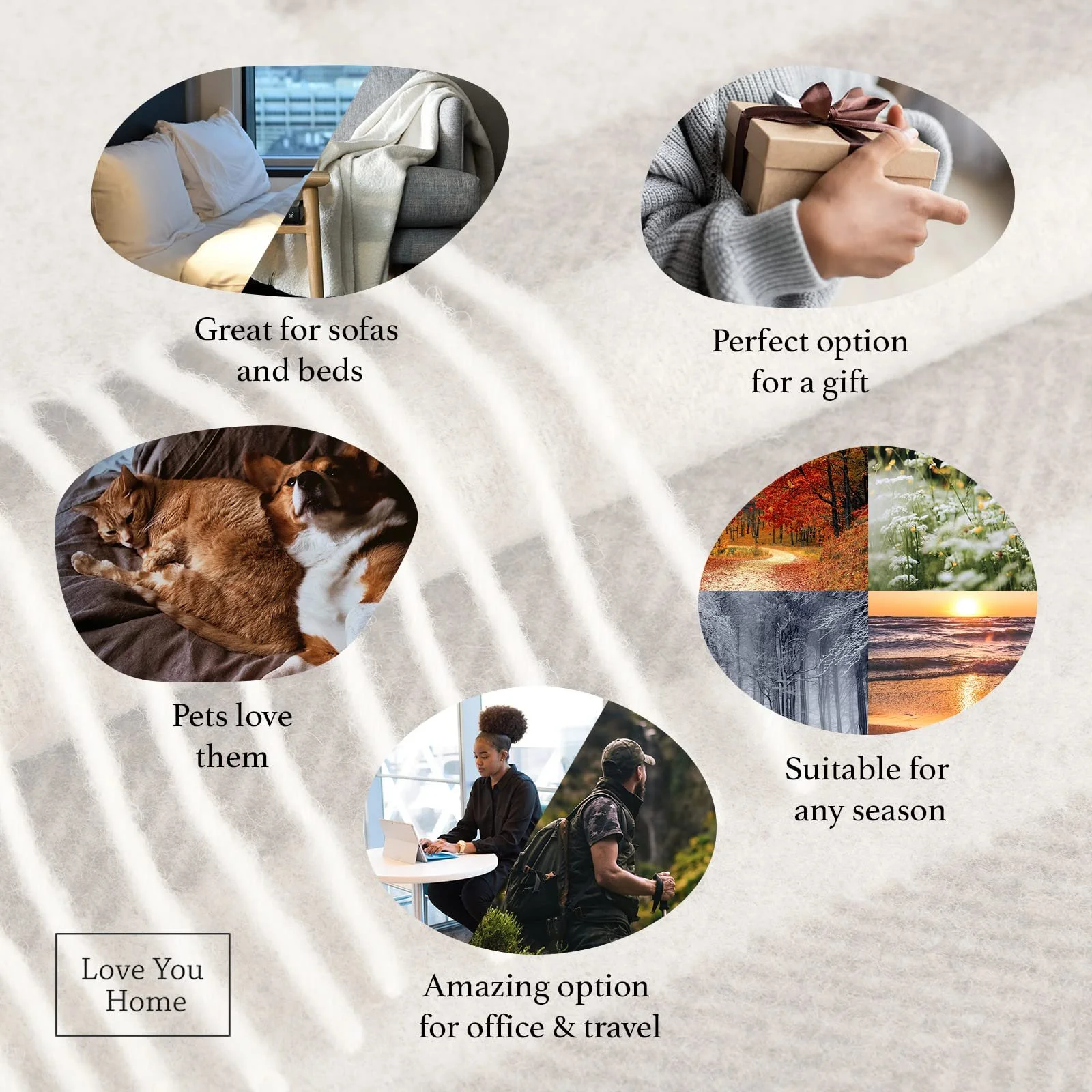 Покривало LYHome Кашемір з мериносом Плед для ліжка, Плед, Вовняний плед, фото №3