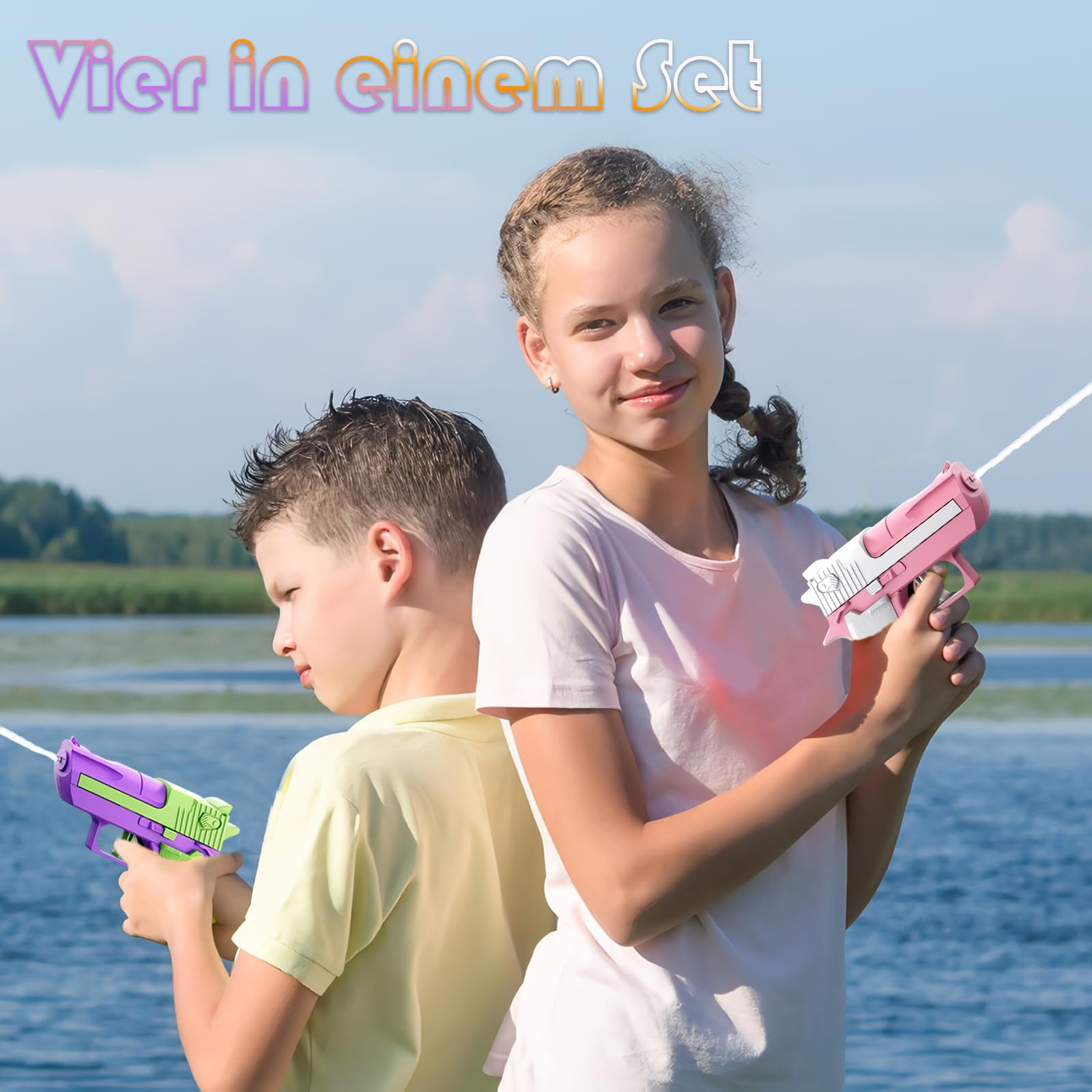 Водяной пистолет IWTBNOA, набор из 4 штук, маленький водяной бластер, летняя игрушка для бассейна, водяной пистолет для бассейна, сада, пляжа, вечеринки, улицы, фото №3