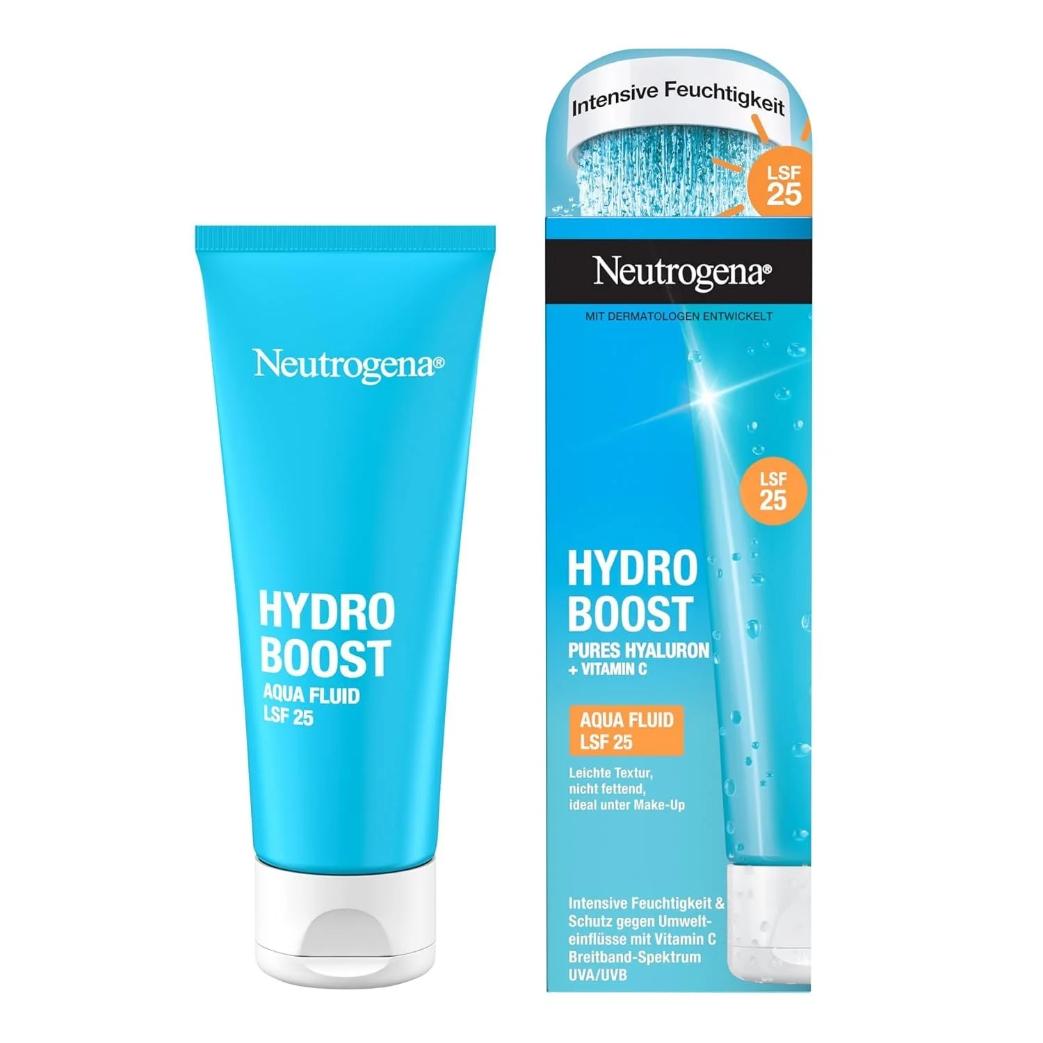 Денний крем Neutrogena Hydro Boost Aqua Fluid з гіалуроновою кислотою та вітаміном C SPF 25 50 мл, фото №1