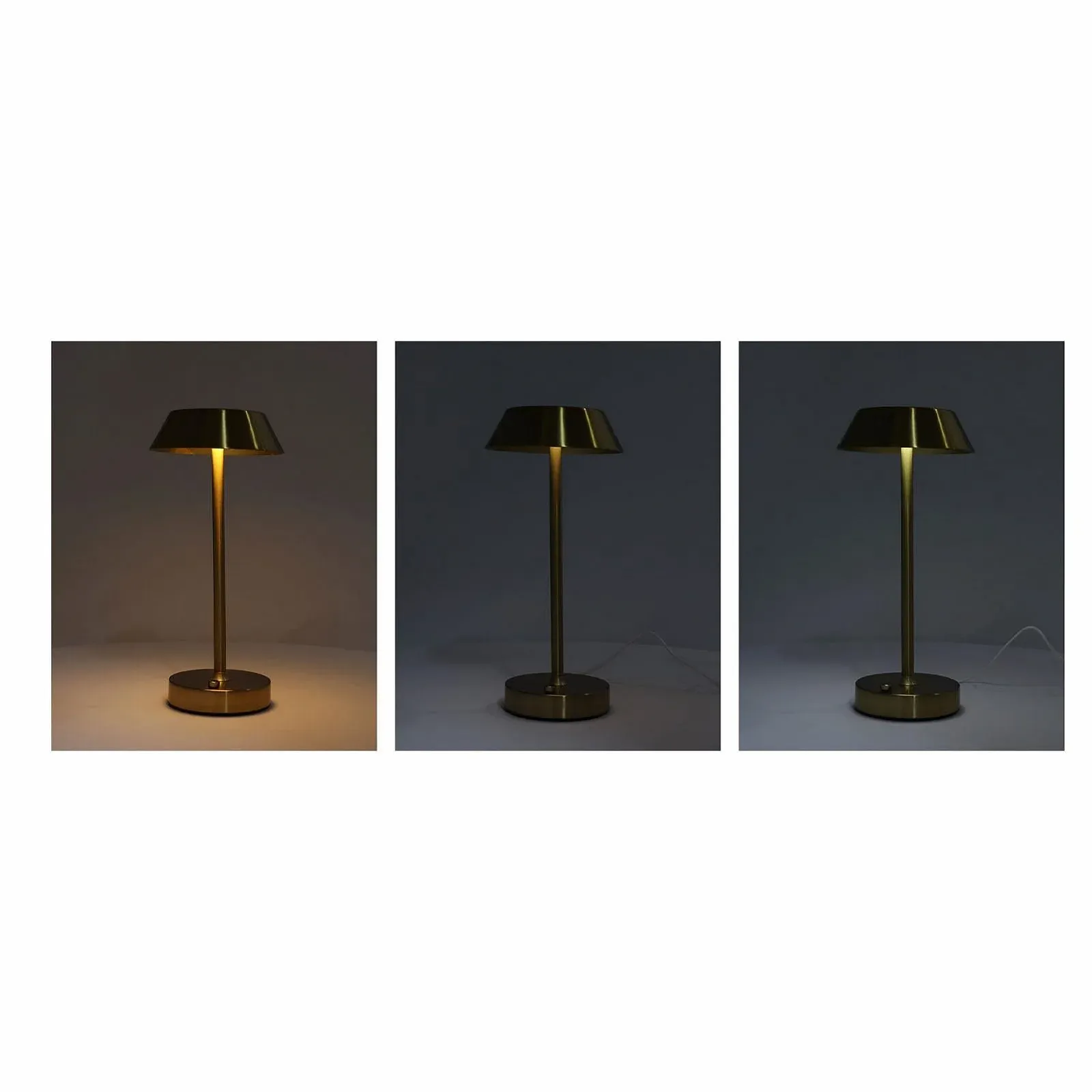 Настільна лампа Cordless LED 2000 мАг акумуляторна вінтажна 3 температури сенсорна Gold, фото №6