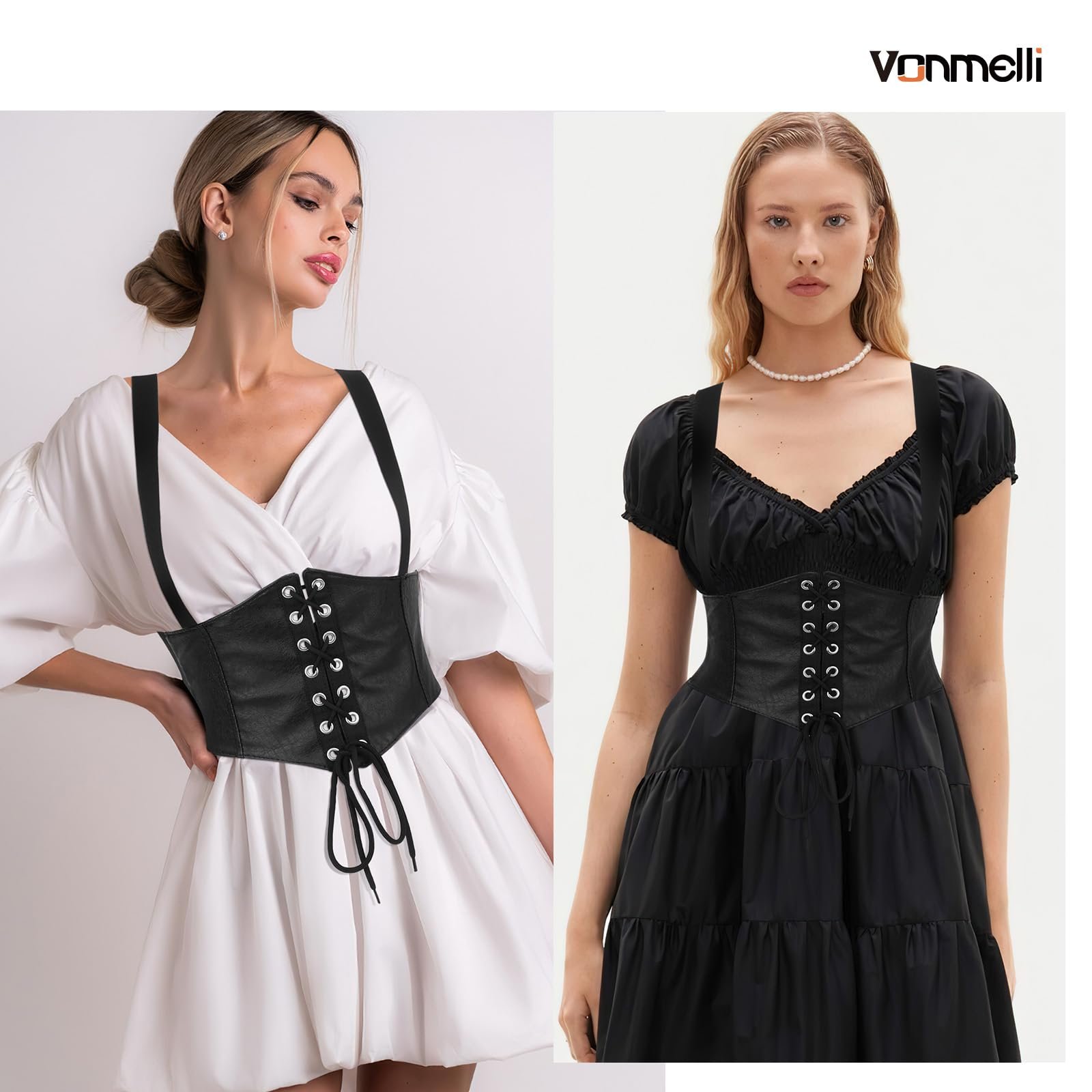 Корсетный пояс VONMELLI женский широкий эластичный на шнуровке с ремешками, пояс-корсет на шнуровке для платья в стиле ренессанс, фото №4