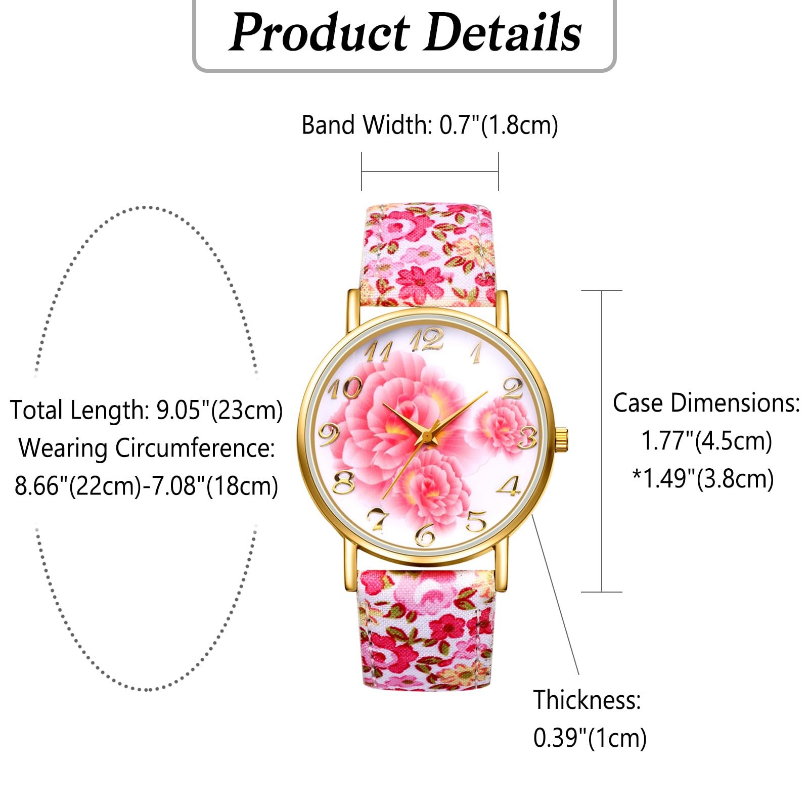 Часы женские OIDEA Кварцевые Аналоговые Кожаный ремешок Цветочный принт, фото №2 Часы женские OIDEA Кварцевые Аналоговые Кожаный ремешок Цветочный принт, фото №2