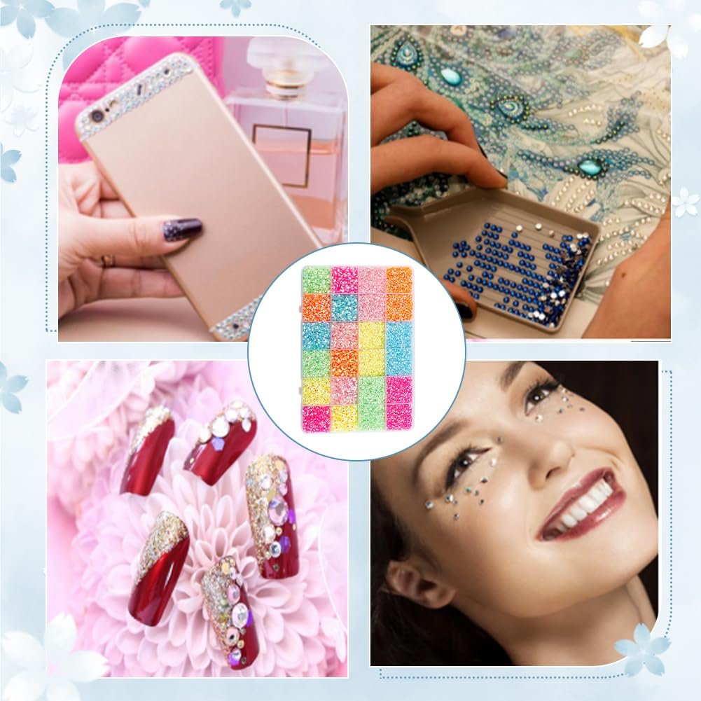 Напівкруглі стрази Resin 3/4/5 мм 6 кольорів, приблизно 21360 штук, фото №6