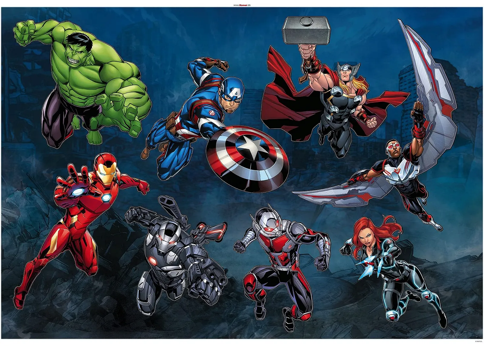 Наклейка на стену Komar Marvel Avengers Action 100 x 70 см 8 шт. 14735h, фото №2