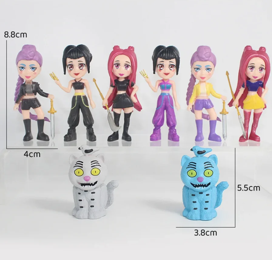 Набір фігурок Кпоп Мисливці на демонів KPop Demon Hunters 8 шт: Румі, Міра, Зої, тигр Дерпі дитячі іграшки 5,5-8,8 см, фото №3