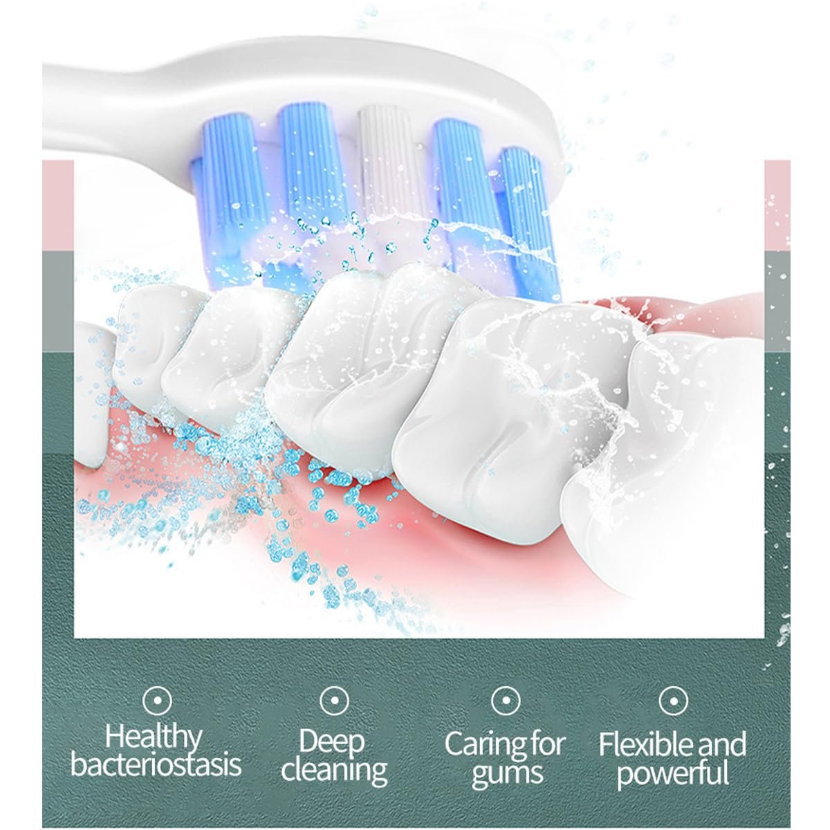 Електрична зубна щітка Звукова USB акумуляторна 6 режимів IPX7 Чорна, фото №3