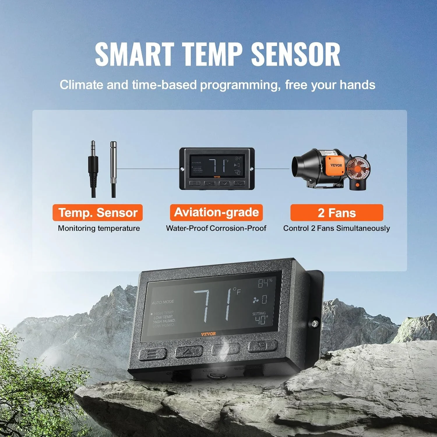 Канальний вентилятор VEVOR GX-04-100 / 100 мм / 340 м³/год / 23 Вт / 29 дБ / Черный, фото №6