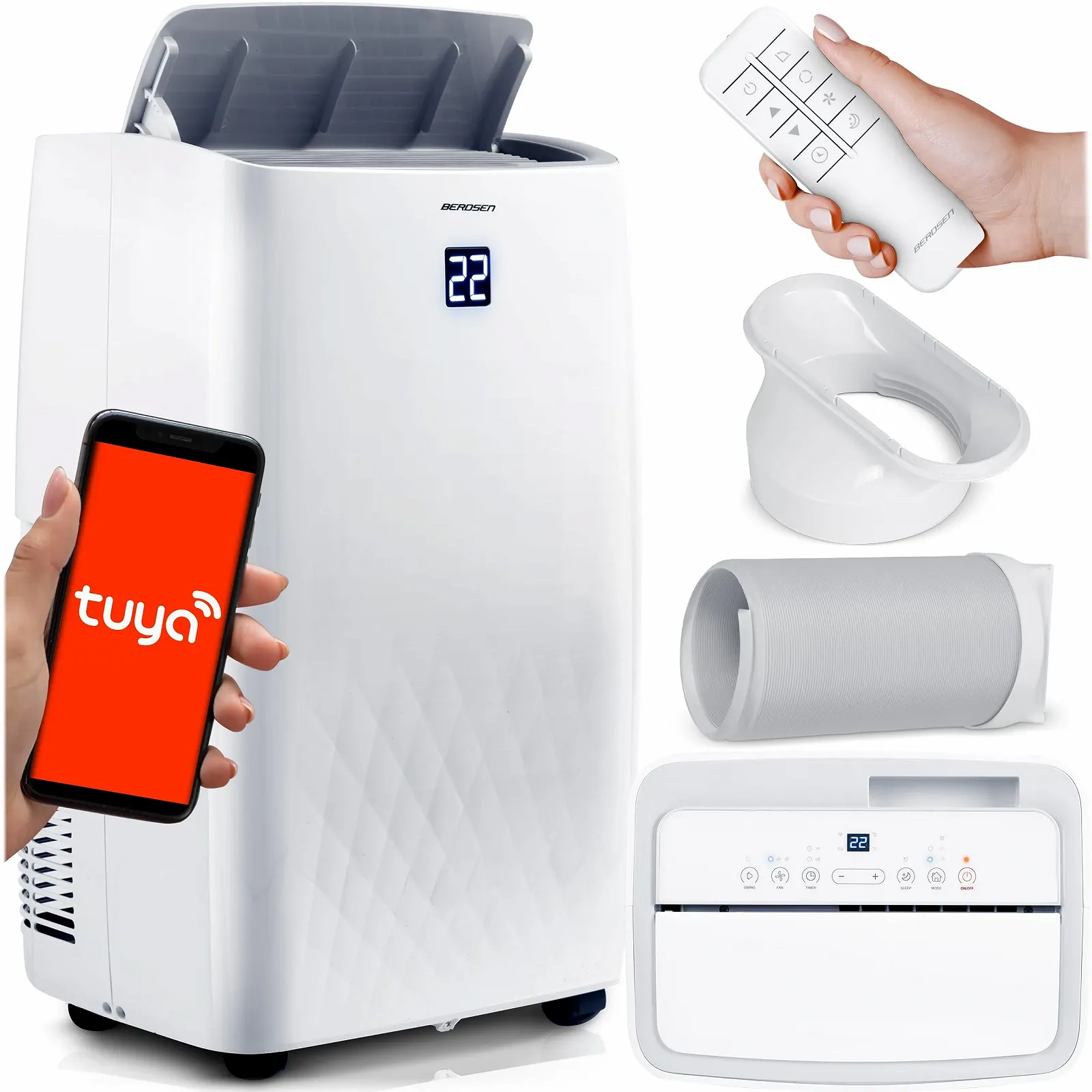 Мобильный кондиционер Berdsen 5-в-1 14000 BTU с функцией обогрева и WiFi Tuya Smart, фото №1