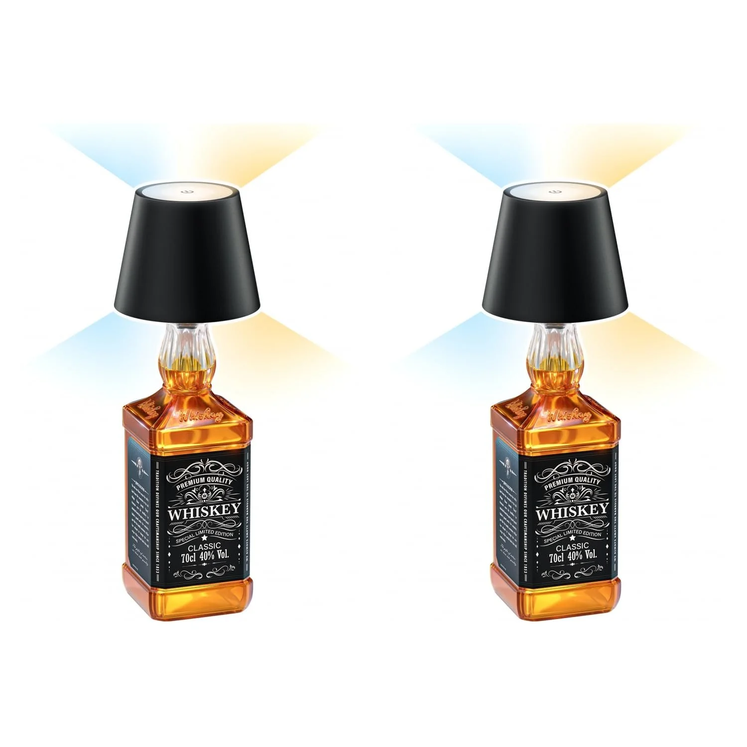 Настільна лампа ledscom.de Flaak LED для пляшок з акумулятором та сенсорним перемикачем 3 кольори світла димована IP44 2 шт. Чорна, фото №1