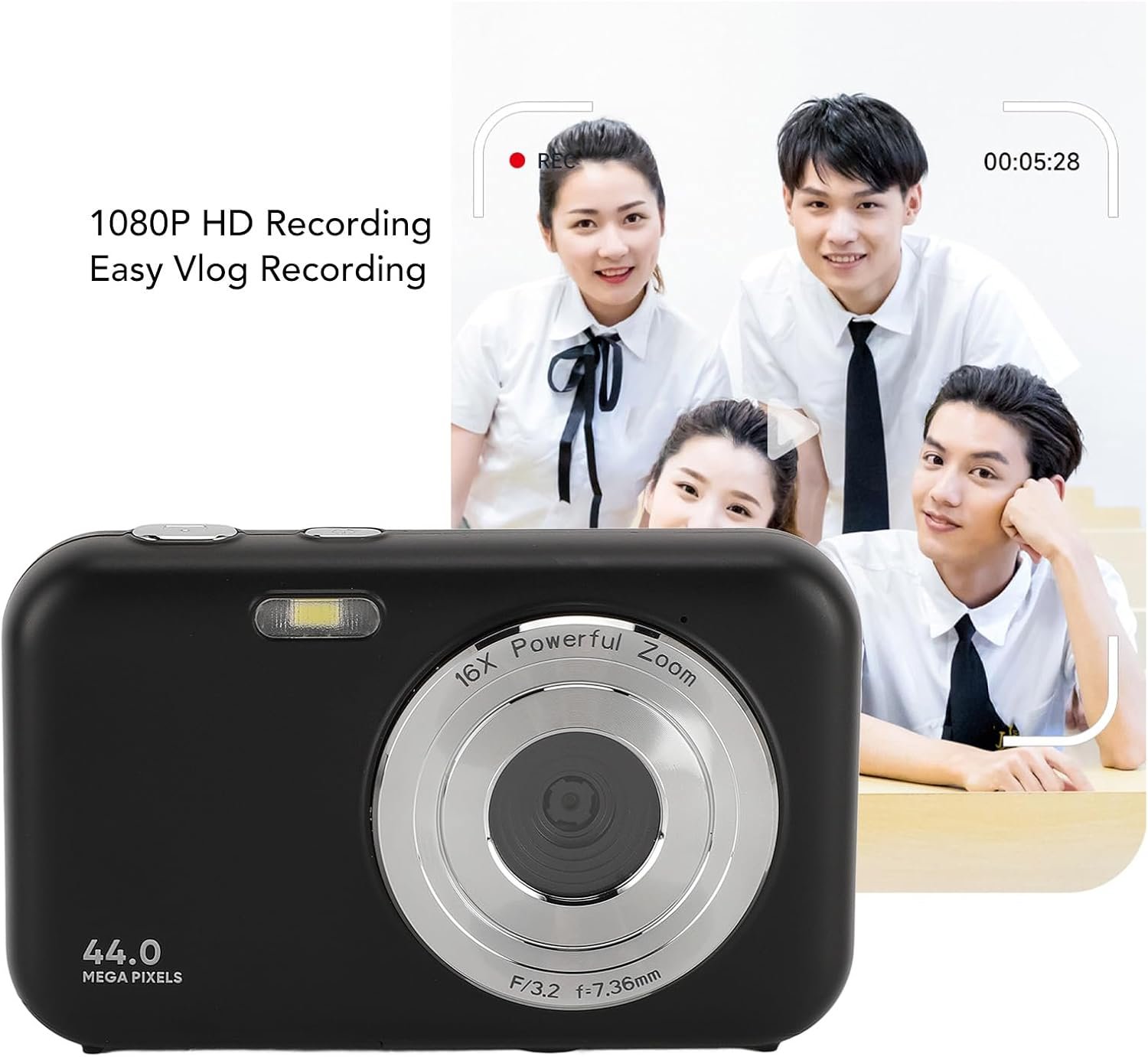 Фотоаппарат YLSHGXFC DC406 44 Мп / CMOS / Full HD 30 fps / 16х зум / Чорний, фото №3