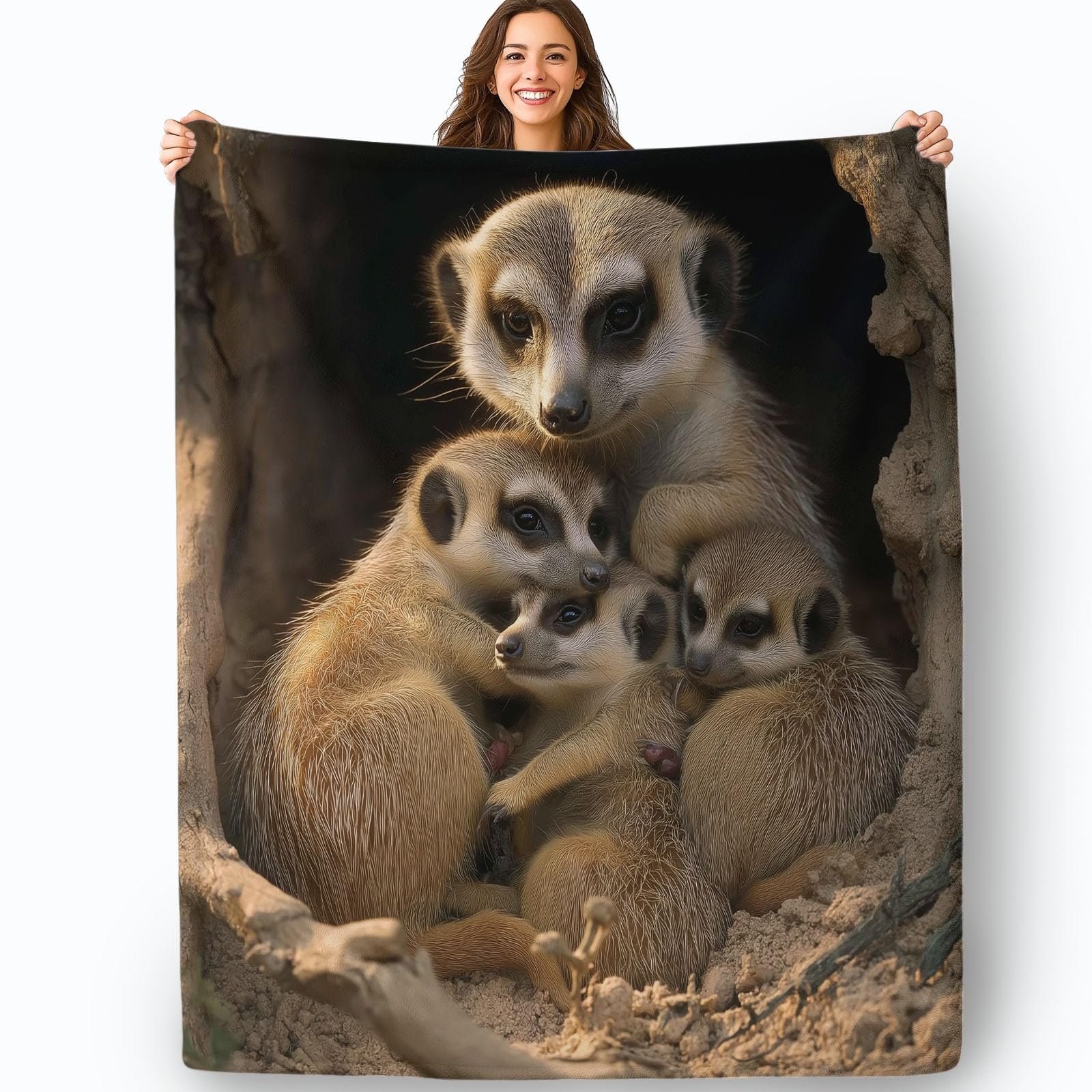 Плед Мягкий и теплый 3D Фотография природы Животное Суррикат 130 x 150 см Коричневый, фото №4 Плед Мягкий и теплый 3D Фотография природы Животное Суррикат 130 x 150 см Коричневый, фото №4