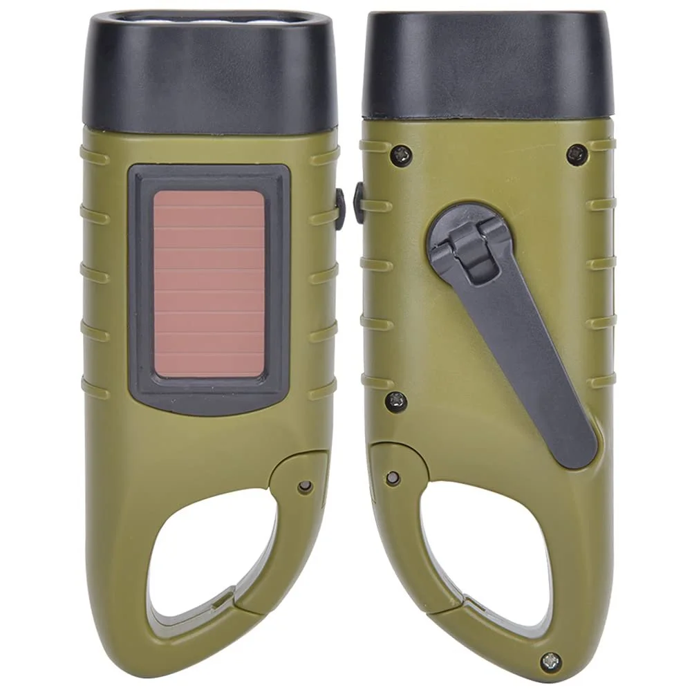 Ручний ліхтар LED Alomejor для кемпінгу, скелелазіння, пішого туризму, аварійний сонячний для активного відпочинку, ABS-пластик, чорний (зелений), фото №1