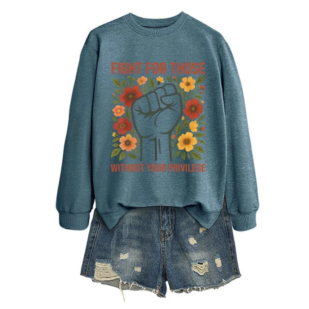 Женский свитшот MLZHAN Fight for Those Without Your Privilege Сладкий кулак, Цветы Длинный рукав Осень Уличная одежда Пальто Топы, фото №3