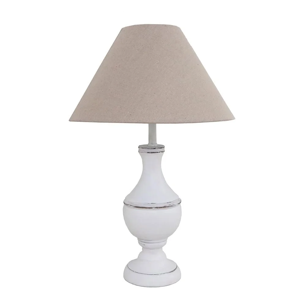 Настільна лампа Marla біло-бежева дерев'яна в стилі кантрі E27 35 см, фото №1