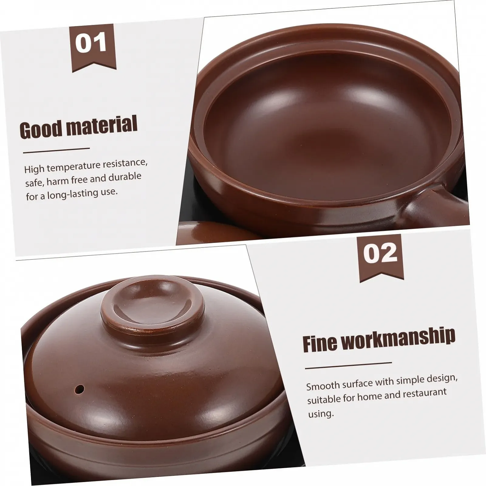 Кастрюля керамическая TOYANDONA Термостойкая С ручками, фото №6