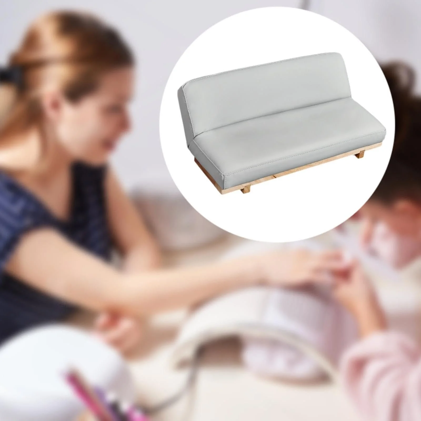 Подставка для рук для маникюра Generic с деревянным основанием для спа-салонов, Серая, фото №2