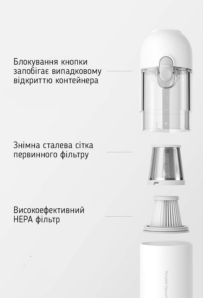 Портативний акумуляторний пилосос Mijia Vacuum Cleaner (SSXCQ01XY/BHR4428CN), фото №6 Портативний акумуляторний пилосос Mijia Vacuum Cleaner (SSXCQ01XY/BHR4428CN), фото №6