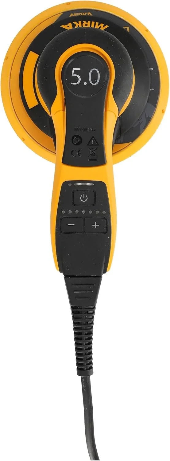 Профессиональная шлифмашина Mirka DEROS II / 10000 об/мин / 400 Вт / 125 и 150 мм / Орбита 5 мм / Черно-желтая, фото №2 Профессиональная шлифмашина Mirka DEROS II / 10000 об/мин / 400 Вт / 125 и 150 мм / Орбита 5 мм / Черно-желтая, фото №2