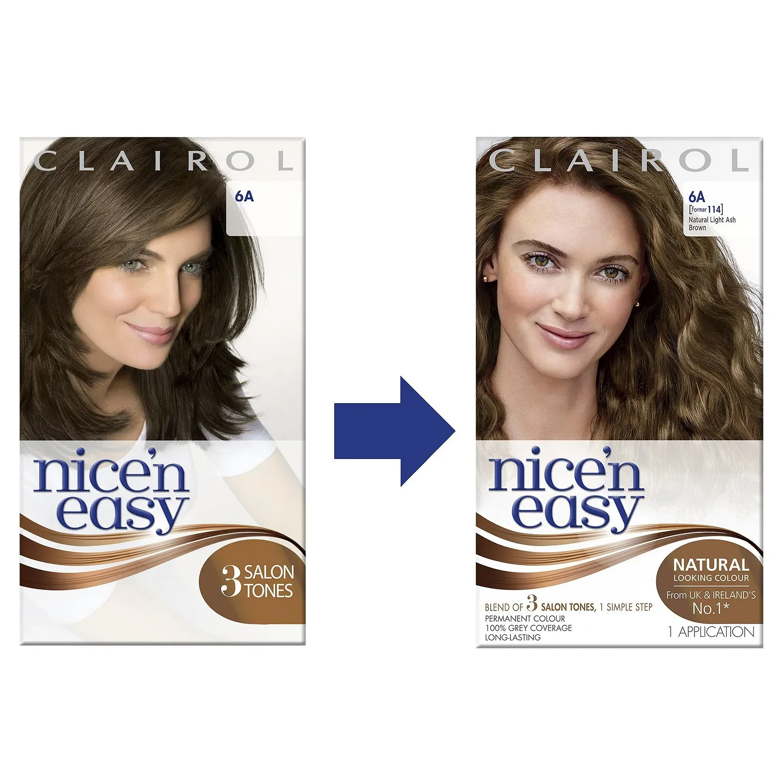 Стійка фарба для волосся Clairol Nice'n Easy 114/6A Натуральний світло-попелястий каштановий, фото №3