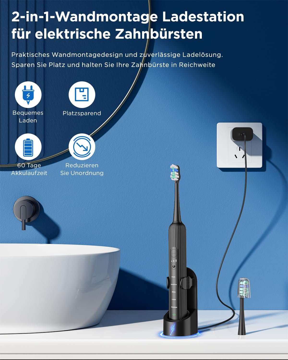 Електрична Зубна Щітка Yteath Pro, 5 Режимів, 3 Рівні Інтенсивності, Чорна, фото №5